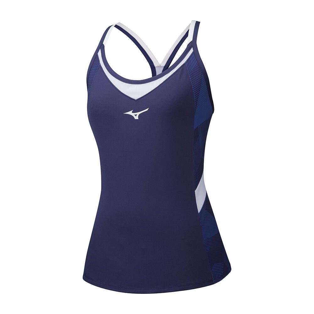 Mizuno Women's Tennis Clothing Printed Tank Peacock - ODHWPNG-51